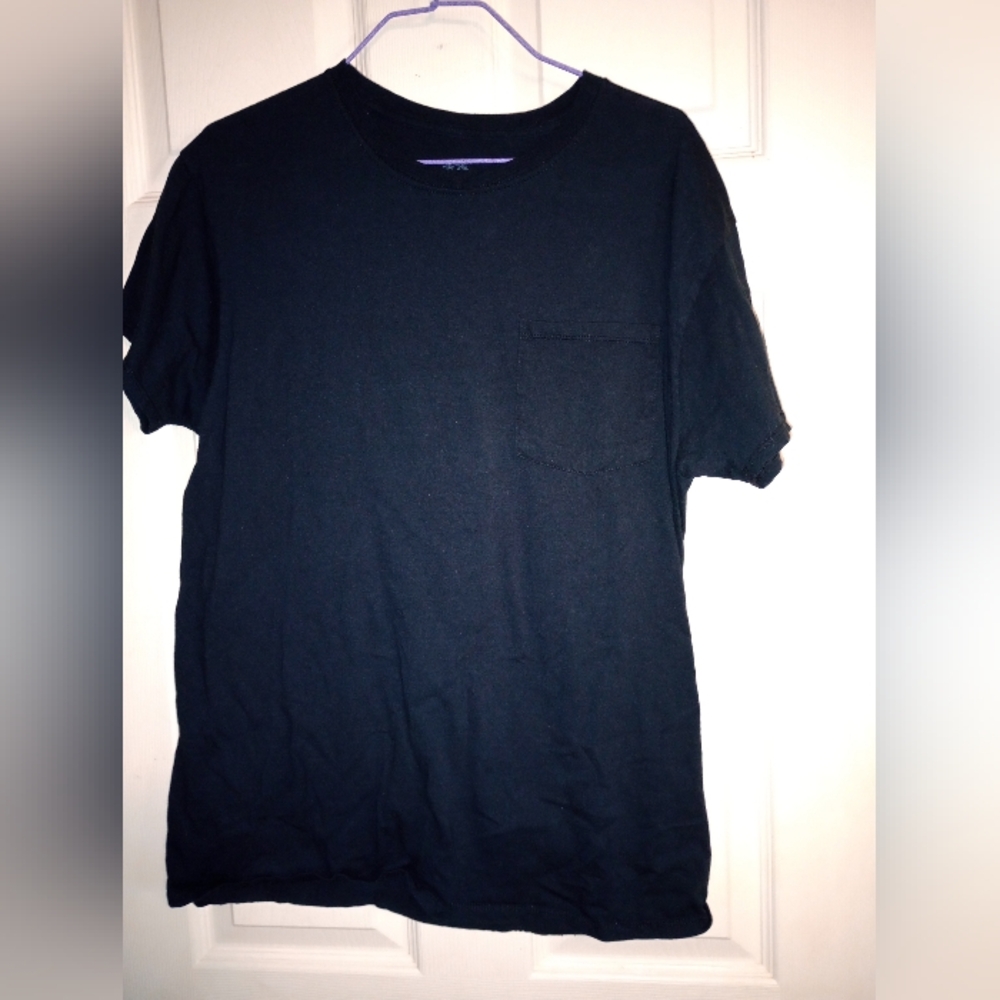 Men's Classic Crew Neck Pocket T-Shirt - Black Size Large